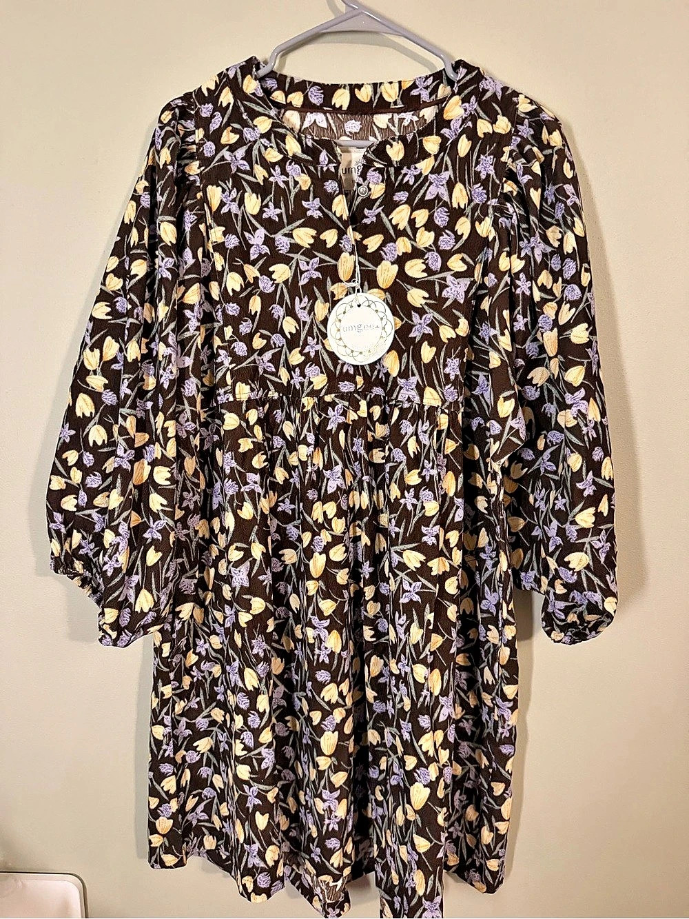 Umgee Floral Mini Dress in Brown & Purple Size 1XL NWT